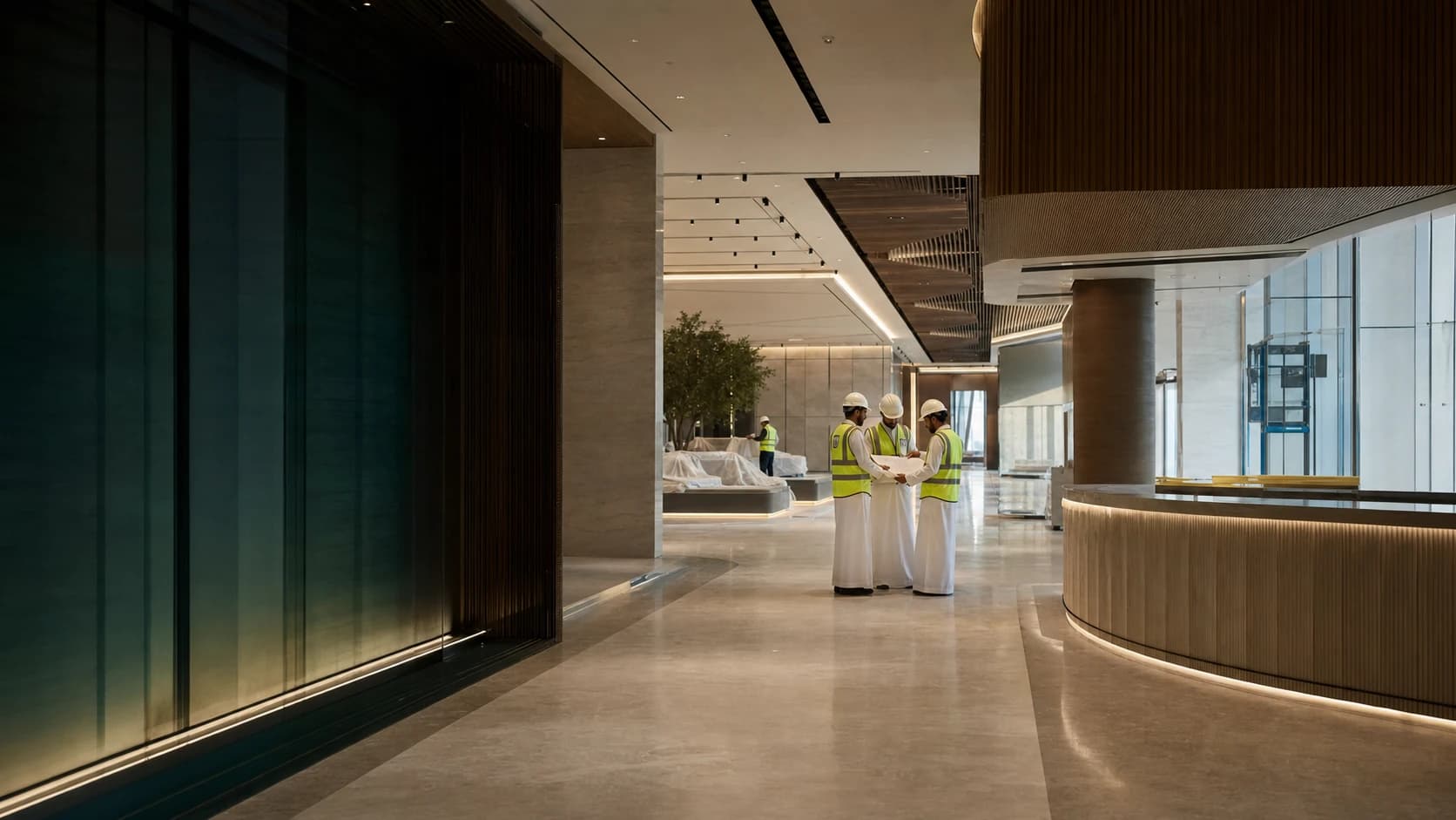 CORE engineers coordinating a premium commercial interior during final construction